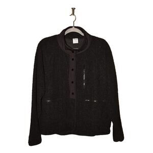 PINK‎ VICTORIA'S SECRET $70 Textured Fleece Snap Placket Jacket Black Medium